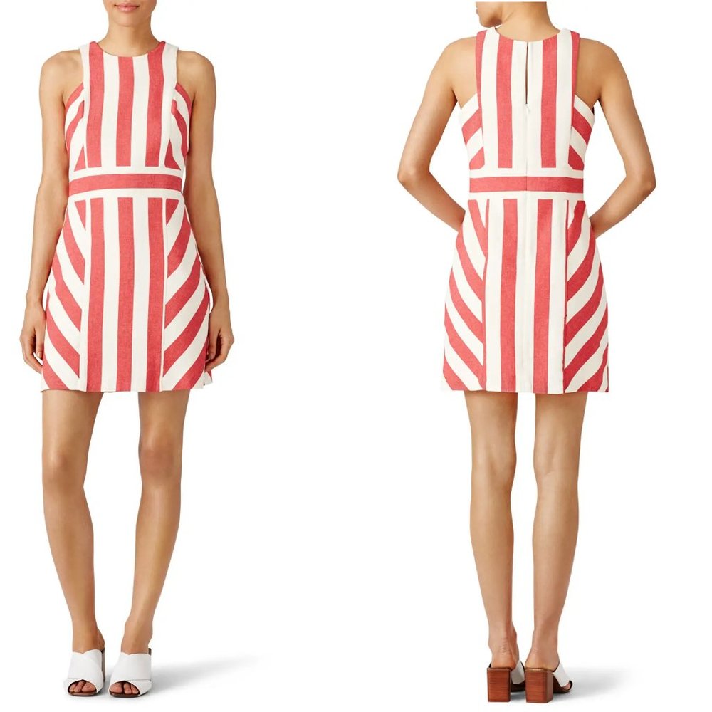 NWOT MILLY Red Maya Stripe Dress 0